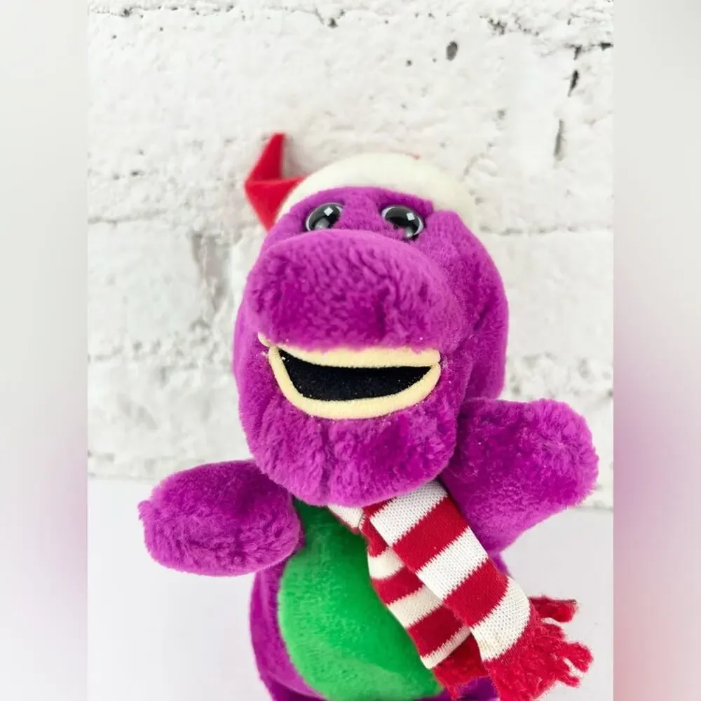 Vintage 90’s Barney The Purple Dinosaur Christmas 9” Plush